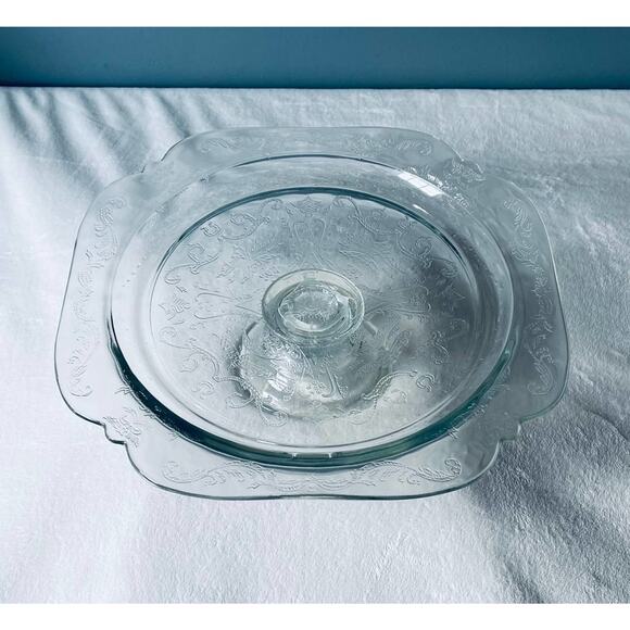 Vintage Federal Depression Glass Madrid Pedestal Cake Stand Plate Pie - Picture 3 of 13